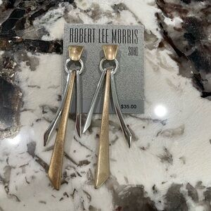 NWT Robert Lee Morris Soho Gold and Silver 3” Dangle Earrings
